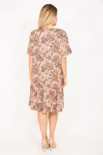 Kadın Renkli Etek Ucu Katlı Ve Kol Ağzı Volanlı Elbise 65N35326