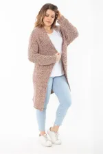 Kadın Büyük Beden Renkli Simli Kalın Triko Hırka 65N37307