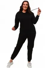 SURVÊTEMENT NOIR À CAPUCHE ET POCHES POUR FEMME