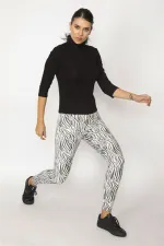 LEGGINGS FEMME À MOTIF ZÉBRÉ NOIR