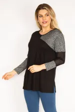 Kadın Siyah Sim Detaylı Bluz 65N35187