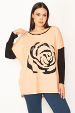 Kadın Gri Önü Flok Desen Ve Taş Detaylı İki Renkli Tunik 65N31412