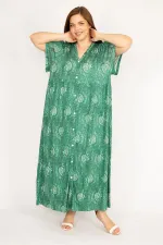 Kadın Siyah Büyük Beden Ön Boy Düğmeli Cepli Uzun Elbise