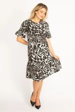 Kadın Leo Volan Kollu Etek Ucu Katlı Elbise 65N34447