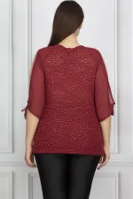 Kadın Bordo Kol Dekolteli Bluz 65N18966