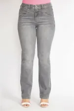 Kadın Gri Büyük Beden 5 Cepli Kot Pantolon