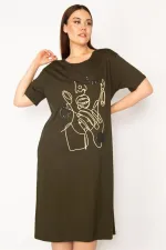 Kadın Haki Nakış Ve Payet Detaylı Elbise 65N33251