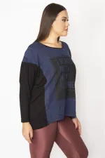 Kadın Saks Baskı Detaylı İki Renkli Tunik 65N29345