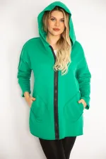 Kadın Antrasit Ön Fermuarlı Cep Ve Kapşonlu Mont 65N35108