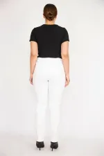 Kadın Büyük Beden Kemik Yüksek Bel Yan Kemer Lastikli Likralı 5 Cepli Kot Pantolon 65N37894