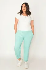 Kadın Gri Pamuklu Kumaş İçi Şardon Paça Ve Bel Lastikli Cep Detaylı Eşofman Alt  65N30436