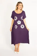 Kadın Mürdüm Suni Deri Garnili Elbise 65N34504