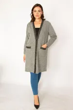 Kadın Gri Kırçıllı Buklet Kumaş Astarsız Cepli Ceket 65N34079