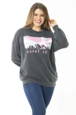 Women's Plus Size Smoke Digital Printed Sweatshirt 65N37159