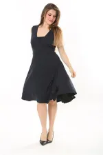 Kadın Haki Anvelop Yakalı Arka Bel Lastikli Kolsuz Likralı Viskon Elbise 65N37872