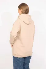 Women's Mink Plus Size Sweatshirt with Front Print and Hood Detail 65N35632