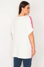 Kadın Fuşya Ön Desenli Düşük Kollu Bluz 65N30192