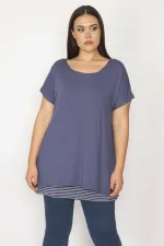 Kadın İndigo İç Atletli Düşük Kollu Tunik 65N29660