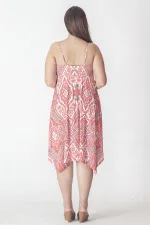 Kadın Nar İp Askılı Asimetrik Elbise 65N26736