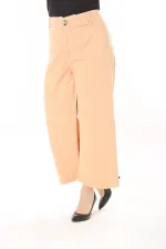 Kadın Büyük Beden Oranj Geniş Paçalı 4 Cepli Likralı Yüksek Bel Kot Pantolon 65N37920