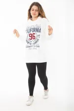 Kadın Büyük Beden Kemik İçi Şardonlu Üç İplik Kapşonlu Sweatshirt 65N37294