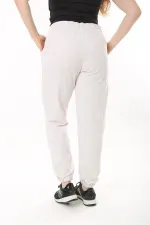 Kadın Büyük Beden Taş Bel Ve Paçası Lastik Detaylı Cepli Eşofman Alt 65N37481