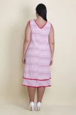 Kadın Kırmızı Biye Detaylı Etek Ucu Katlı Astarlı Elbise 65N17881