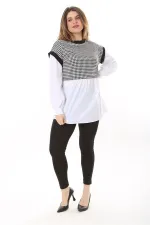 Kadın Büyük Beden Beyaz Kazayağı Ve Poplin Kombinli Tunik 65N37577