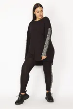 Kadın Siyah Yan Garni Detaylı Bisiklet Yakalı Bluz Ve Beli Lastikli Pantolon Takım 65N28371