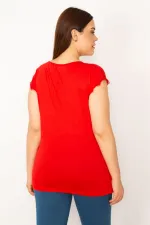 Kadın Kırmızı Dantel Detaylı Bluz 65N33426