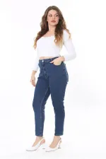 Kadın Büyük Beden Yüksek Bel Dar Paçalı Likralı Kot Pantolon 65N38089