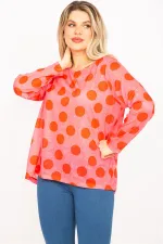 Kadın Fujya Bisiklet Yakalı Puan Desenli Bluz 65N35351