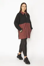 Kadın Bej Ekose Desen Detaylı Fermuarlı Cepli Mont 65N29569