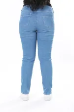 Kadın Büyük Beden Mavi Likralı 5 Cepli Kot Pantolon 65N37927