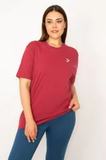 Kadın Bordo Bisiklet Yakalı Kısa Kollu Basic Bluz 65N33279