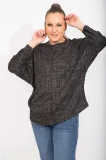Kadın Antrasit Rahat Kesim Düşük Kollu Simli Tunik 65N35495