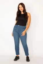 Kadın Lacivert Likralı 5 Cep Kot Pantolon 65N34241