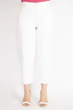 Kadın Beyaz Büyük Beden 5 Cepli Kot Pantolon