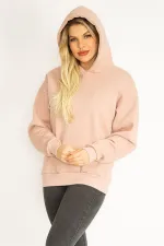 Kadın Pudra 3 İplik İçi Şardonlu Sweatshirt 65N35068