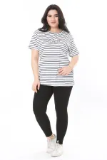 Kadın Büyük Beden Gül Kurusu Bisiklet Yakalı Kısa Kollu Bluz 65N38006