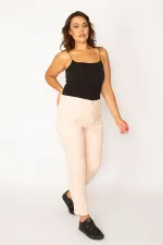 Kadın Pembe Cep Ve Kup Detaylı Likralı Pantolon 65N34118