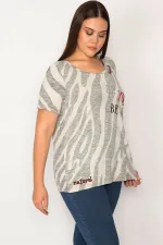 Kadın Taş Pul Payet İşli Pamuklu Kumaş Bluz 65N30232