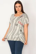 Kadın Taş Pul Payet İşli Pamuklu Kumaş Bluz 65N30232