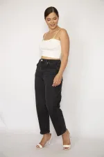 Kadın Büyük Beden Antrasit 5 Cepli Likralı Kot Pantolon