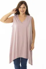 Kadın Büyük Beden Somon V Yakalı Uzun Kolsuz Bluz 65N36920