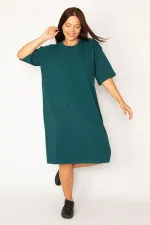 Kadın Mürdüm Pamuklu Kumaş Yan Fermuar Yırtmaçlı Likralı Elbise 65N34428