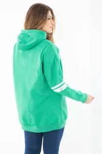 Kadın Büyük Beden Haki İçi Şardonlu Üç İplik Kapşonlu Sweatshirt 65N37290