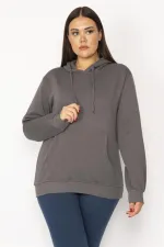 Women's Smoked Inside Raised 3 Thread Kangaroo Pocket Hooded Sweatshirt 65N29644