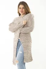 Kadın Büyük Beden Lila Kalın Triko Hırka 65N37170