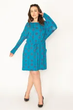 KADIN YEŞİL BELİ LASTİK VE CEP DETAYLI ELBİSE